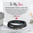Load image into Gallery viewer, To My Son, I’ll Always Have Your Back Leather Bracelet on a white personalized message card
