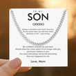 Load image into Gallery viewer, Silver To My Son, Always Remember Link Chain Necklace on a personalized message card
