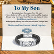 Load image into Gallery viewer, To My Son Love You Forever Linked Braided Bracelet on a personalized card

