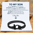 Load image into Gallery viewer, black nautical bracelet on a personalized message card
