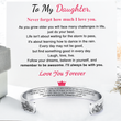 Load image into Gallery viewer, To My Daughter, Love You Forever Bracelet Media on a white personalized card message
