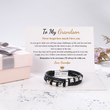 Load image into Gallery viewer, &#39;I Will Always Be With You&#39; Love Grandpa Bracelet on top of SVANA Design message card
