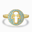 Load image into Gallery viewer, Turquoise Stones Hamsa Hand Ring
