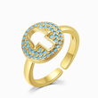 Load image into Gallery viewer, Turquoise Hamsa Hand Ring
