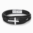 Load image into Gallery viewer, To My Son, Be Bold, Brave, and Strong Leather Cross Bracelet on a white background
