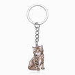 Load image into Gallery viewer, silver cat Personalized Pet Sketch Keychain on a white background

