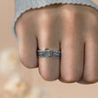 Load image into Gallery viewer, silver Until We Meet Again Personalized Angel Wing Ring on a white background on a model&#39;s ring finger
