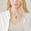 Load image into Gallery viewer, model wearing angel wing memorial necklace on white background

