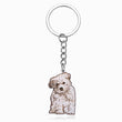 Load image into Gallery viewer, silver dog Personalized Pet Sketch Keychain on a white background
