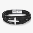 Load image into Gallery viewer, To My Son, Pray Wait &amp; Trust Leather Cross Bracelet on white background
