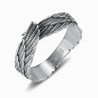 Load image into Gallery viewer, Engraved Memorial Angel Wing Silver Ring isolated on a white backgroubnd
