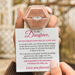 Load image into Gallery viewer, model holing To My Daughter, I Love You Forever Ring inside a ring box and a personalized message card
