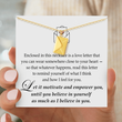 Load image into Gallery viewer, gold Personalized Love Letter Envelope Necklace on a personalized message card
