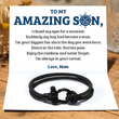 Load image into Gallery viewer, black Nautical Bracelet on a message card
