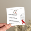 Load image into Gallery viewer, Cardinal Heart Memorial Necklace Hanging on a white personalized  message card
