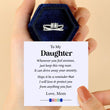 Load image into Gallery viewer, To My Daughter, I Will Protect You From Anything You Fear Fidget Ring with a blue hexagon box and a personalize message card
