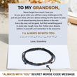 Load image into Gallery viewer, To My Grandson, I’ll Always Be With You Morse Bracelet on a personalized message card
