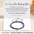 Load image into Gallery viewer, I AM SORRY morse code bracelet with card
