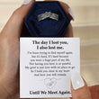 Load image into Gallery viewer, silver Until We Meet Again Personalized Angel Wing Ring on a blue hexagon box with a white customized card
