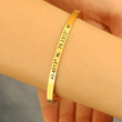 Load image into Gallery viewer, gold To My Soulmate Personalized Coordinates Cuff Bracelet on a model&#39;s wrist
