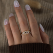 Load image into Gallery viewer, model wearing To My Sister Blue Evil Eye Adjustable Gold Ring
