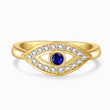 Load image into Gallery viewer, To My Sister Blue Evil Eye Adjustable Gold Ring on a white background
