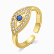 Load image into Gallery viewer, To My Sister Blue Evil Eye Adjustable Gold Ring on a white background
