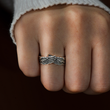 Load image into Gallery viewer, An Angel For My Friend Personalized Wing Ring on a model&#39;s ring finger
