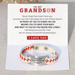 Load image into Gallery viewer, To My Grandson, I Will Always Be Your Number 1 Fan Baseball Bracelet on a personalized message card
