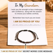 Load image into Gallery viewer, To My Grandson, I Am So Proud of You Morse Code Bracelet on top of a folded note
