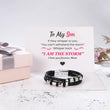 Load image into Gallery viewer, To my son I am the Storm bracelet on top of a SVANA Design message card

