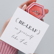 Load image into Gallery viewer, Be-Leaf In Yourself Like I Do Leaf Ring inside the hexagon box with a simple message card
