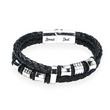 Load image into Gallery viewer, Bonus Dad Leather Bracelet Silver Charms  on a white background
