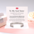 Load image into Gallery viewer, You Are My Soul Sister Bracelet placed on top of a heart warming message card
