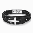 Load image into Gallery viewer, To My Son, I Am So Proud Of You Leather Cross Bracelet on a white background
