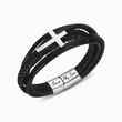 Load image into Gallery viewer, To My Son, I Am So Proud Of You Leather Cross Bracelet standing on its side on a white background
