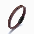 Load image into Gallery viewer, To My Son, I Love You Leather Morse Code Bracelet on a white background in a different angle
