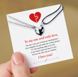 Load image into Gallery viewer, Magnetic Heart Couple Necklace Hanging on a customize paper card
