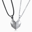 Load image into Gallery viewer, Magnetic Heart Couple gray and silver  Pendant isolated in white background
