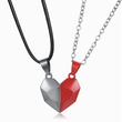 Load image into Gallery viewer, Magnetic Heart Couple Gray and Red Pendant Displayed with white background
