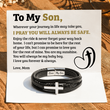 Load image into Gallery viewer, To My Son, I Pray You Will Always Be Safe Leather Cross Bracelet
