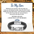 Load image into Gallery viewer, Mother &amp; Son A Bond That Can’t Be Broken Linked Bracelet on a white personalized message card
