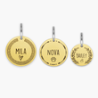 Load image into Gallery viewer, 3 pieces Personalized Pet gold plated Tag on a white background
