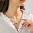 Load image into Gallery viewer, A model wearing Ancient Protector Evil Eye Gold Tone Necklace
