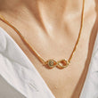 Load image into Gallery viewer, A model wearing Infinity Evil Eye Gold Chain Necklace
