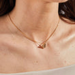 Load image into Gallery viewer, Diamond Butterfly Gold Pendant Necklace being worn by a model
