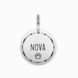 Load image into Gallery viewer, Personalized Pet  silver plated Tag with pet name &quot;Nova&quot; printed on it
