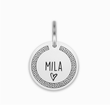 Load image into Gallery viewer, Personalized Pet silver plated Tag with pet name &quot;Mila&quot; and greek design printed on it
