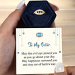 Load image into Gallery viewer, To My Sister Blue Evil Eye Adjustable Gold Ring with SVANA message card
