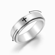 Load image into Gallery viewer, To My Son Pray Through It Fidget Cross Silver Ring  on a different angle 
